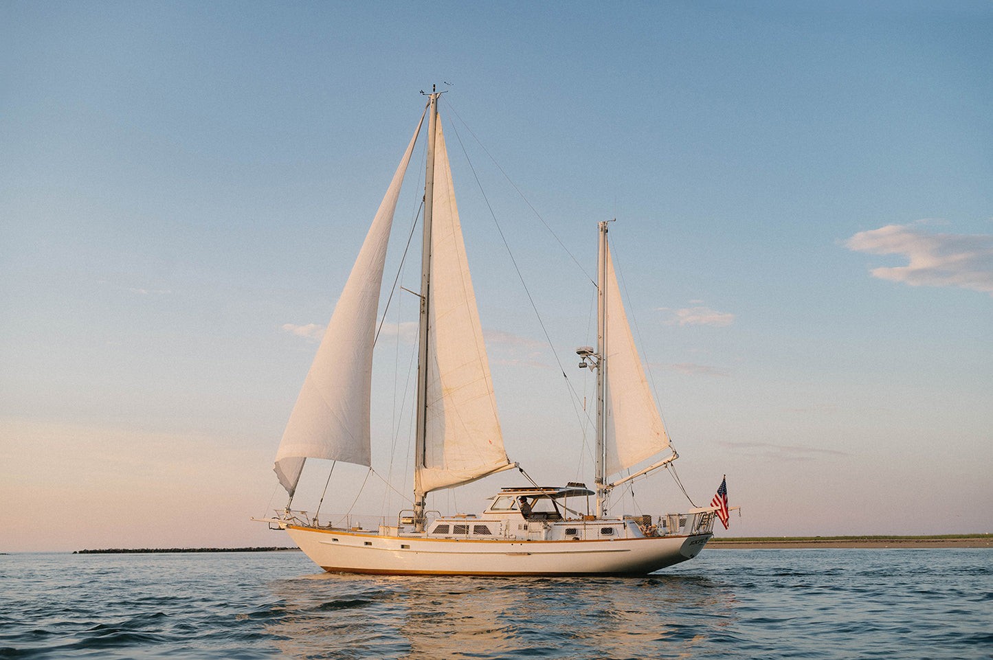Golden Hour Sailboat Print, Nantucket Coastal Wall Art, Nautical Ocean Photography
