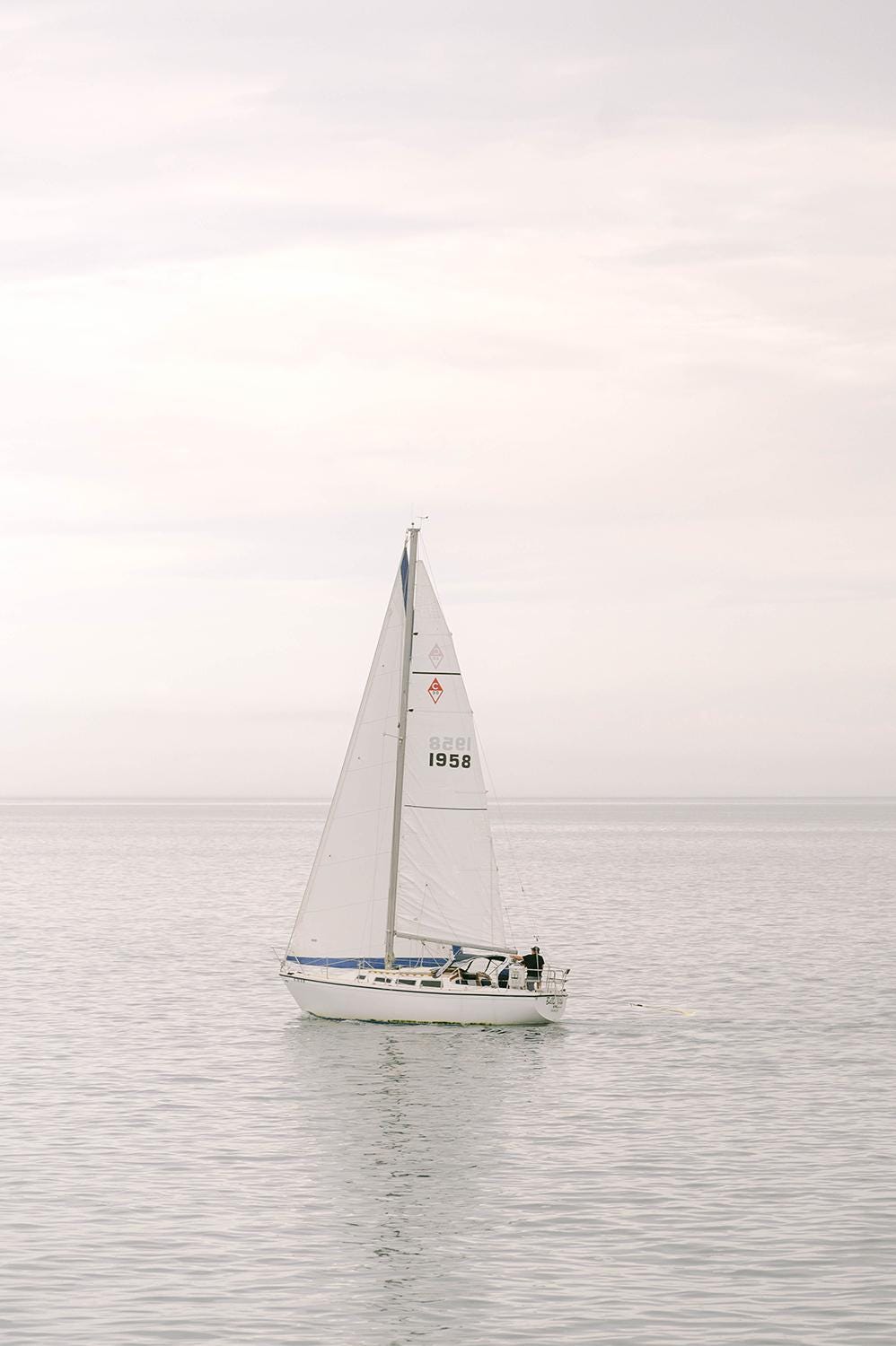 Three Sailboats at Sea Nantucket Coastal Wall Art, Nautical Photography Print, Ocean Decor, Sailboat Artwork, New England Seascape