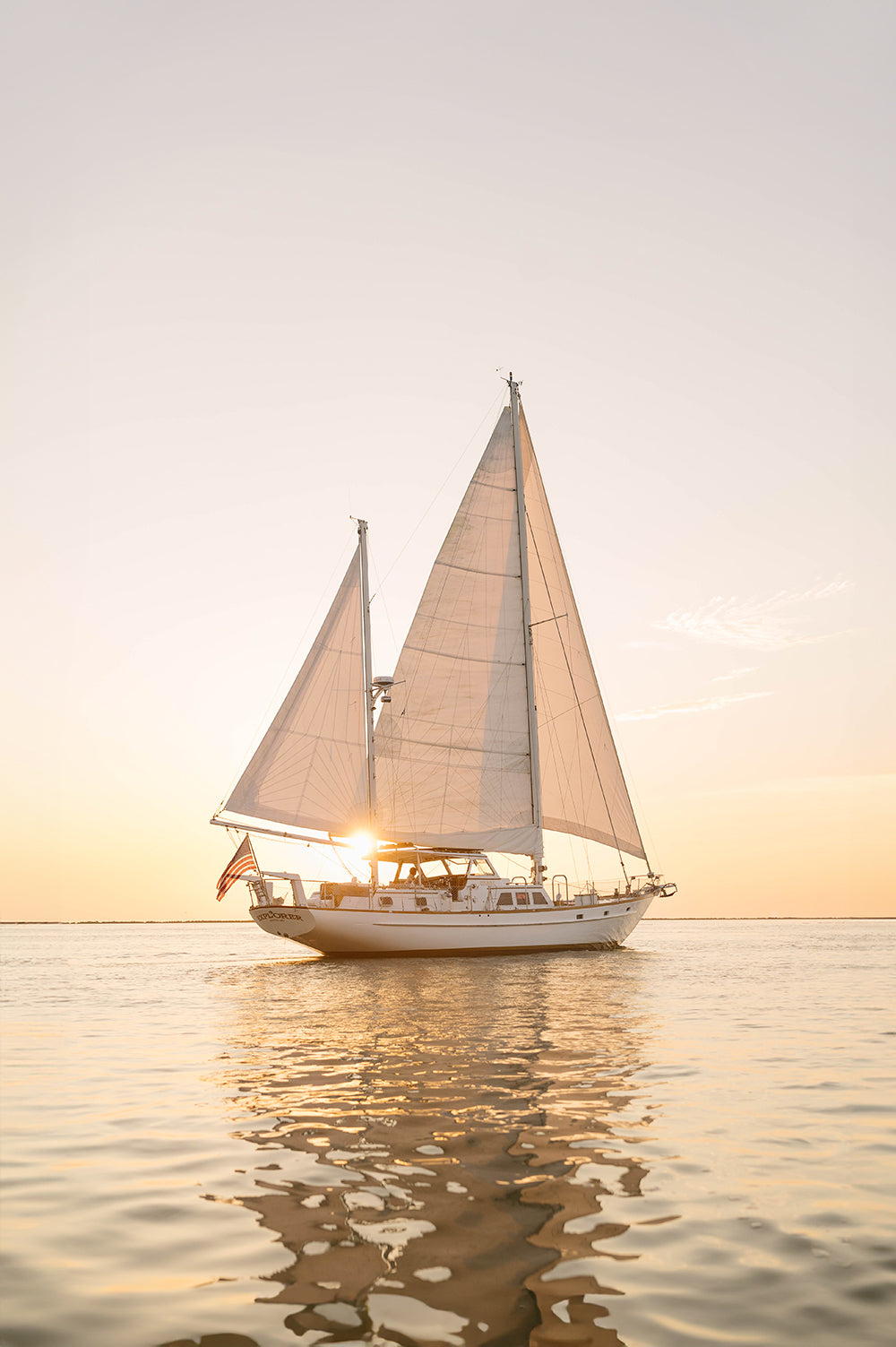Nantucket Harbor Sailboat Print, Soft Coastal Wall Art at Sunset, Fine Art Photography by Chelsea Victoria