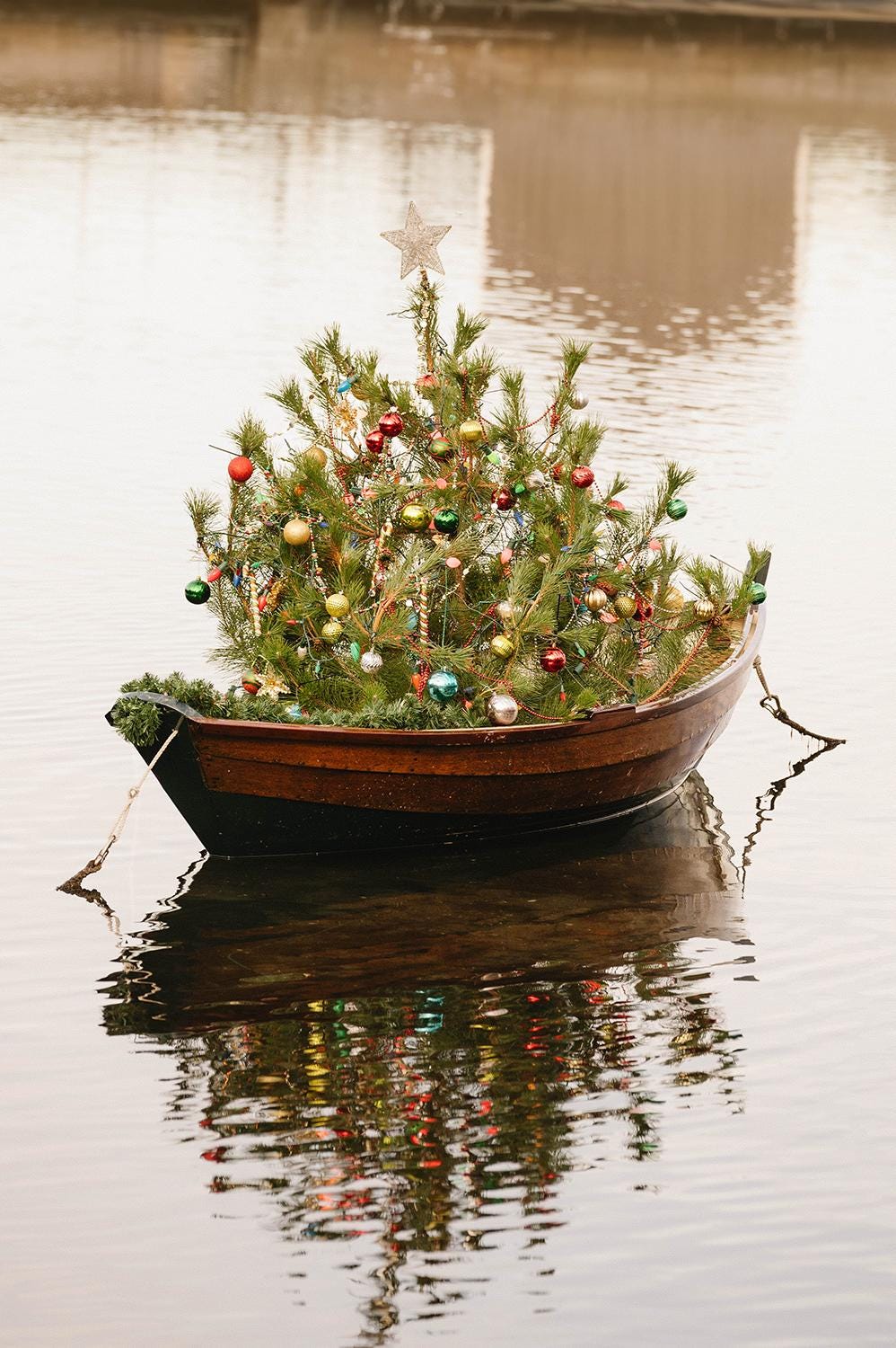 Nantucket Christmas Tree Boat Print, Coastal Holiday Wall Art, New England Winter Decor, Festive Harbor Photography, Fine Art Coastal Print