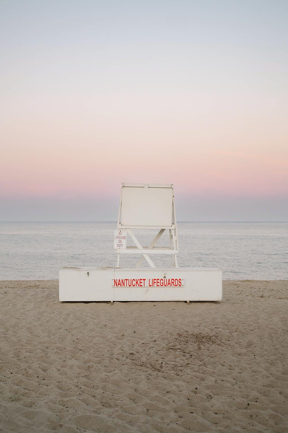 Nantucket Lifeguard Chair Print, Coastal Fine Art, Pink Sunset Beach Photography