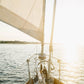 Sailboat Bow Print, Coastal Nautical Wall Art, Golden Hour Sailing Photography, Nantucket Ocean Sunset Photo, Neutral Beach House Decoe