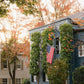 Georgetown Fall Townhouse Print, Washington DC Autumn Photography, American Flag Wall Art, Historic Brick Home Decor, East Coas Art Print