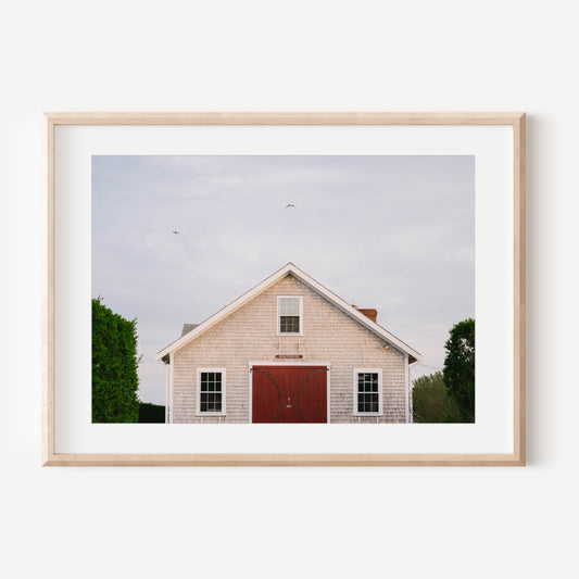 Nantucket Boathouse Photography Print, Coastal New England Architecture Wall Art, Cape Cod Beach House Decor, Nautical Cottage Fine Art