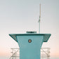 Turquoise Lifeguard Tower Print, Coastal Beach Photography, Pastel Ocean Wall Art, Minimal Beach Decor, California Lifeguard Stand Photo