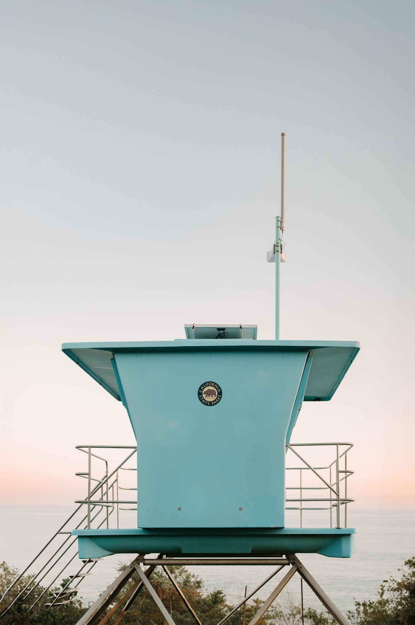 Turquoise Lifeguard Tower Print, Coastal Beach Photography, Pastel Ocean Wall Art, Minimal Beach Decor, California Lifeguard Stand Photo