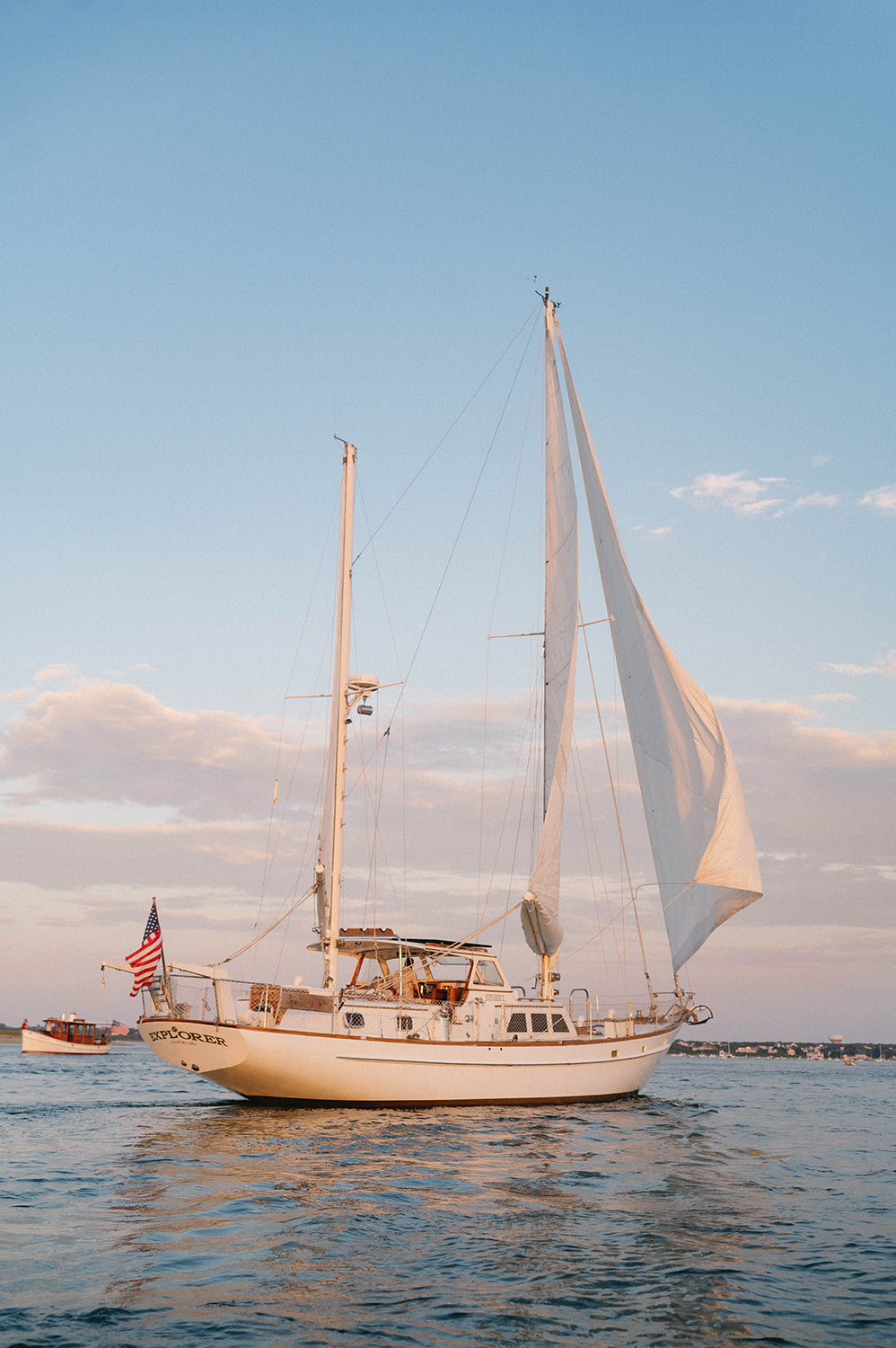 Nantucket Sailboat at Sunset, Coastal Nautical Print, New England Ocean Wall Art
