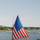 Patriotic Sailboat in Martha’s Vineyard Harbor, Coastal Americana Nautical Wall Art