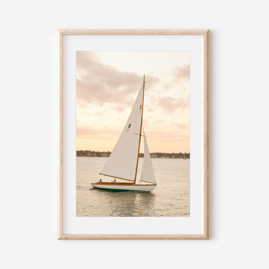 Newport Sailboat Sunset Photography Print, Coastal Wall Art, Newport Rhode Island Sailing Photo, Nautical Beach House Decor,Ocean Sunset Art