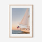Nantucket Sailboat Print, Golden Hour Coastal Photography, Nautical Wall Art with American Flag, Chelsea Victoria Fine Art