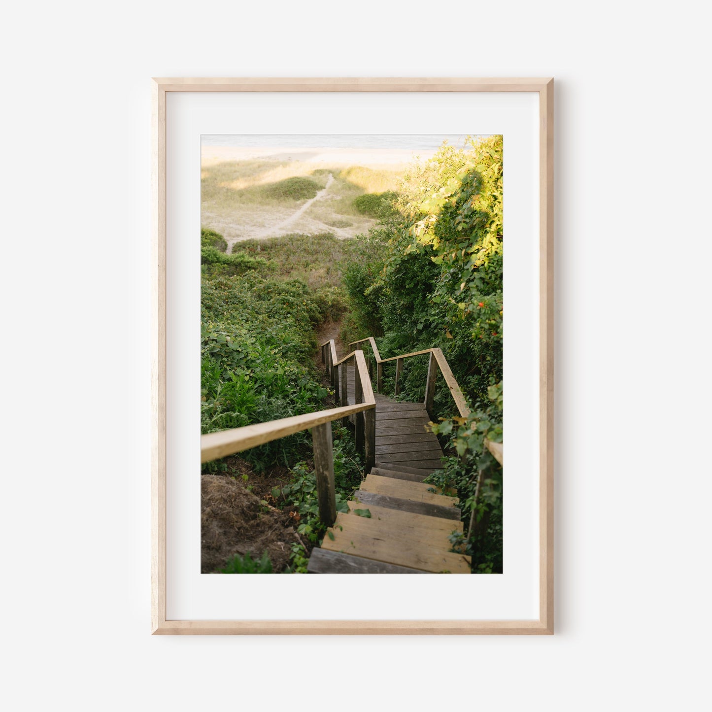 Sconset Beach Stairs Nantucket Coastal Wall Art Print – Cape Cod Seaside Photography, Coastal New England Home Decor