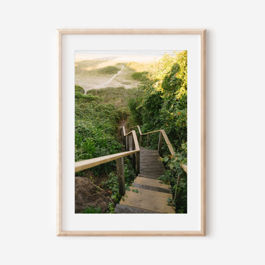 Sconset Beach Stairs Nantucket Coastal Wall Art Print – Cape Cod Seaside Photography, Coastal New England Home Decor