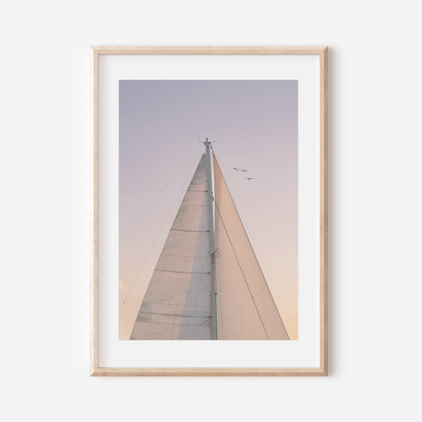 Nantucket Sailboat Mast Print, Minimal Coastal Wall Art with Birds in Flight, Chelsea Victoria Photography