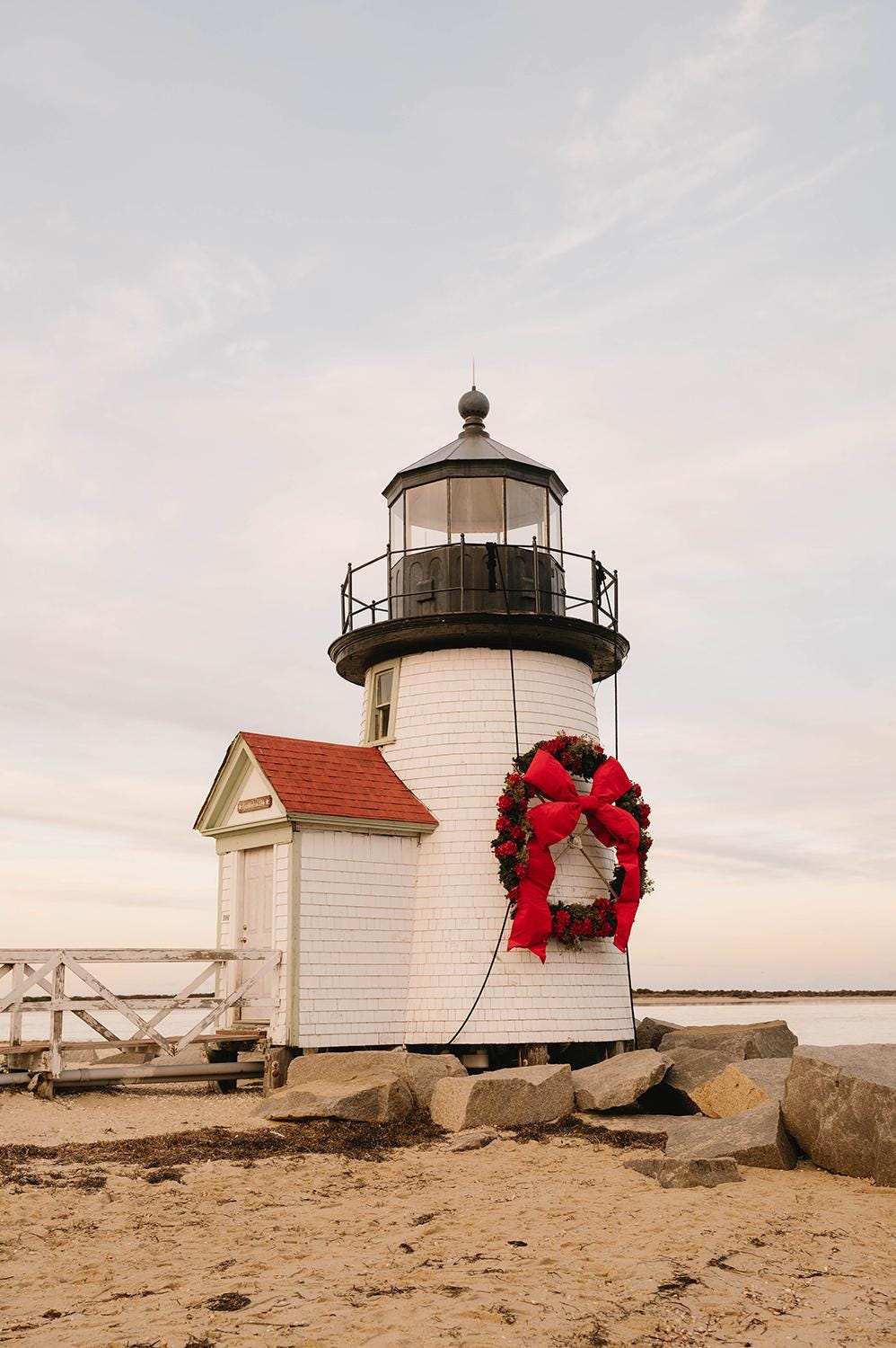 Nantucket Christmas Storefront Print, Coastal Holiday Wall Art, New England Winter Decor, Festive Downtown Street Photo