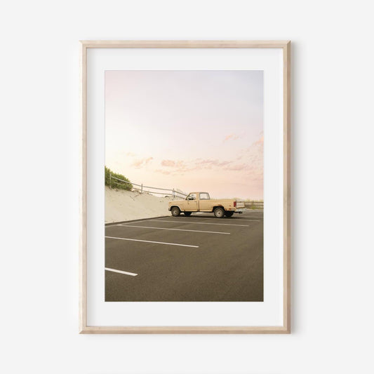 Vintage Truck Beach Print, Coastal Wall Art, Cape Cod Parking Lot Photo, Pastel Summer Decor, Retro Americana Fine Art Photography