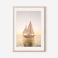 Sailboat Wall Art Print – Coastal Nautical Decor with American Flag at Sunset, Cape Cod Sailing Photography, Beach House Wall Art