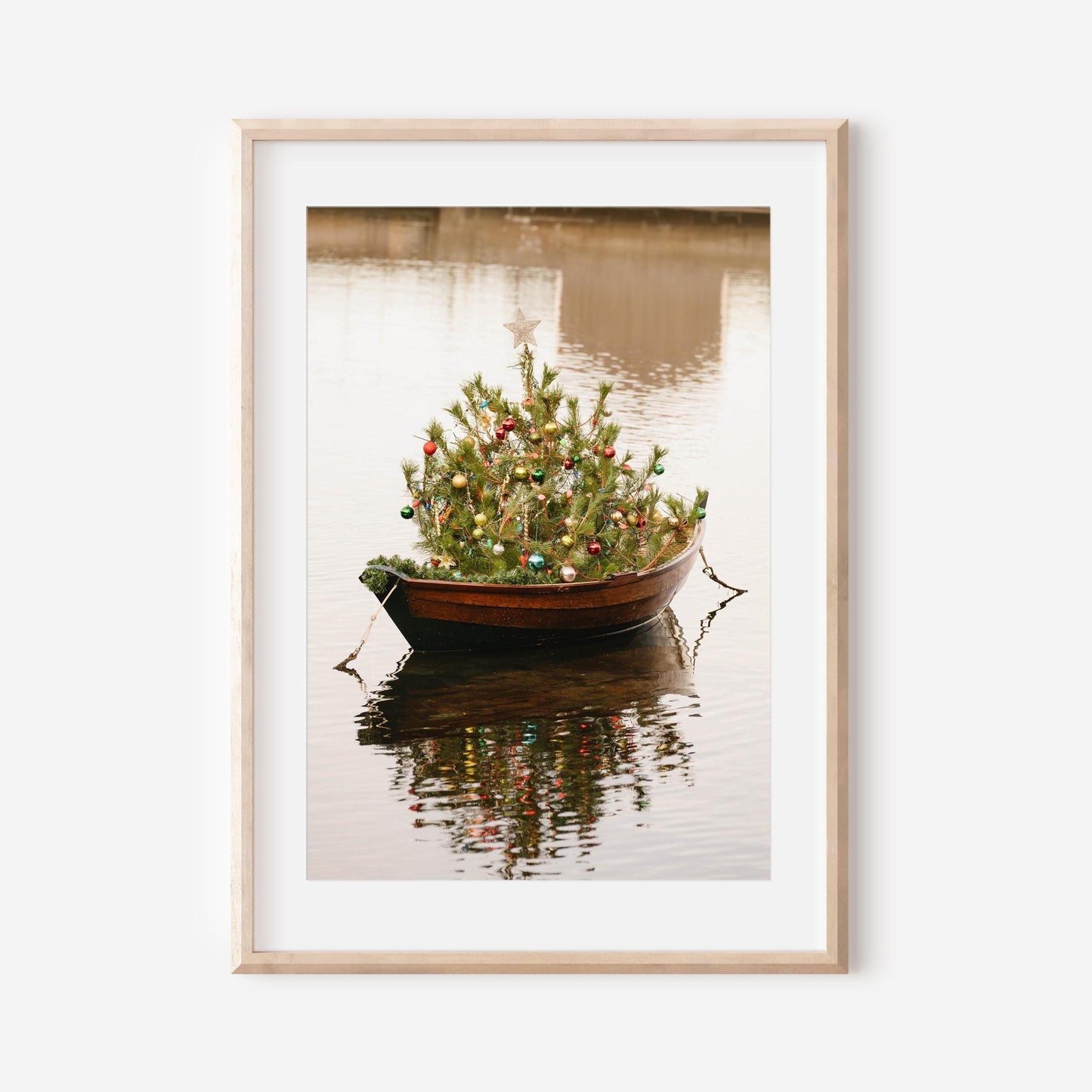 Nantucket Christmas Tree Boat Print, Coastal Holiday Wall Art, New England Winter Decor, Festive Harbor Photography, Fine Art Coastal Print
