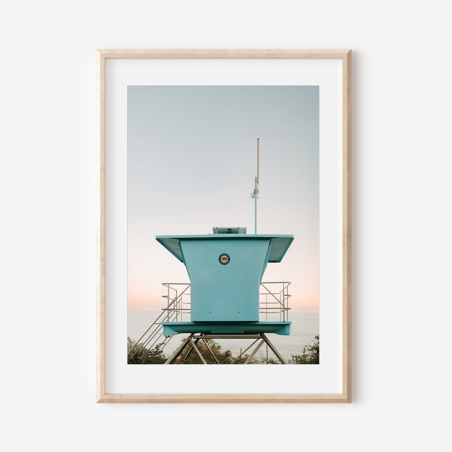 Turquoise Lifeguard Tower Print, Coastal Beach Photography, Pastel Ocean Wall Art, Minimal Beach Decor, California Lifeguard Stand Photo