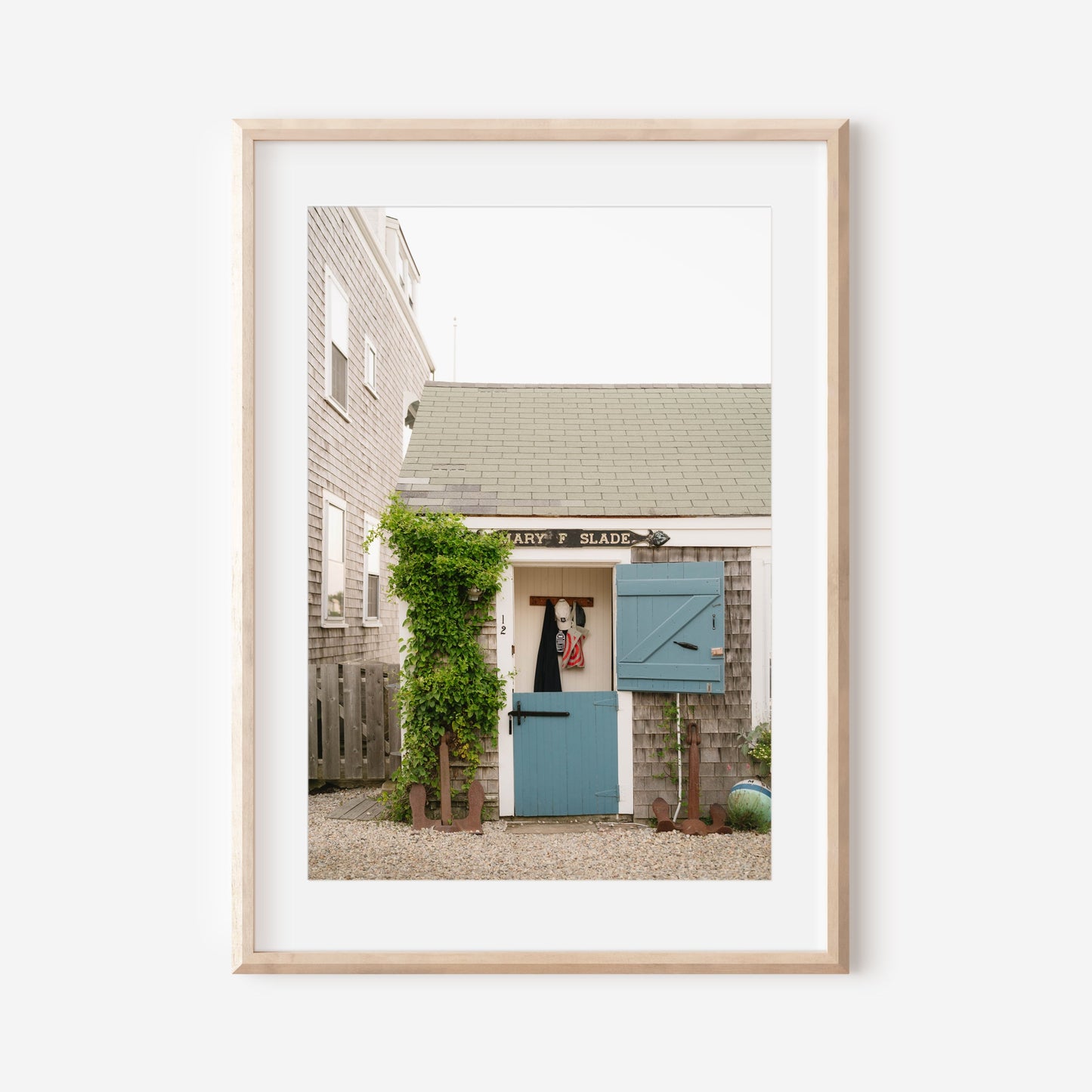 Nantucket Cottage Door with Blue Dutch Door – Coastal New England Photography Print, Nautical Wall Art